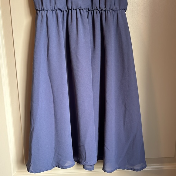 Blue sundress, halter top dress with flowy bottom - Picture 2 of 4